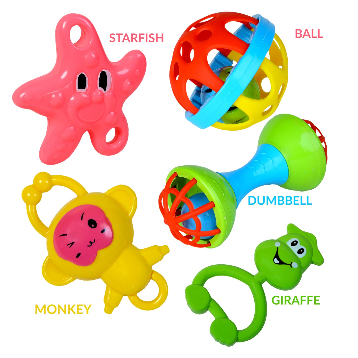 3 Pcs Rattle + Ball + Dumbbell