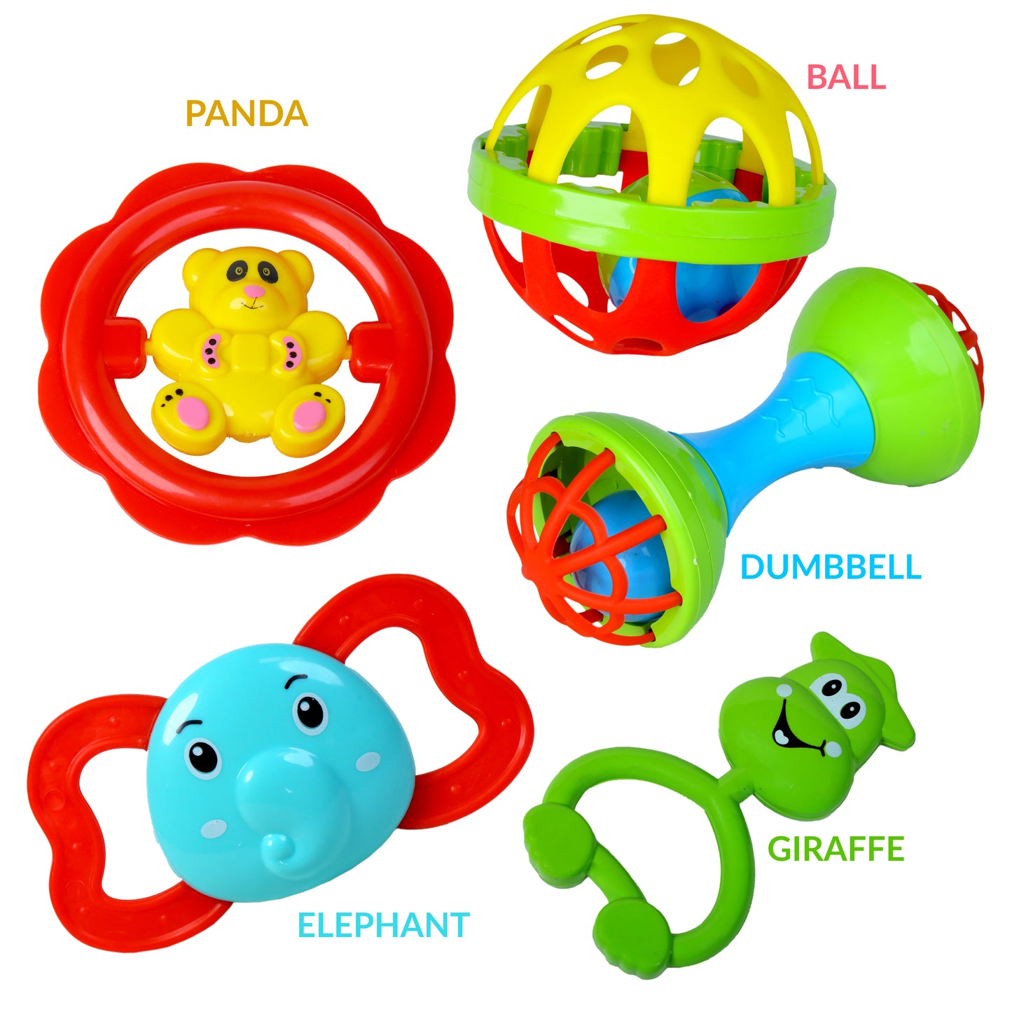 3 Pcs Rattle + Ball + Dumbbell