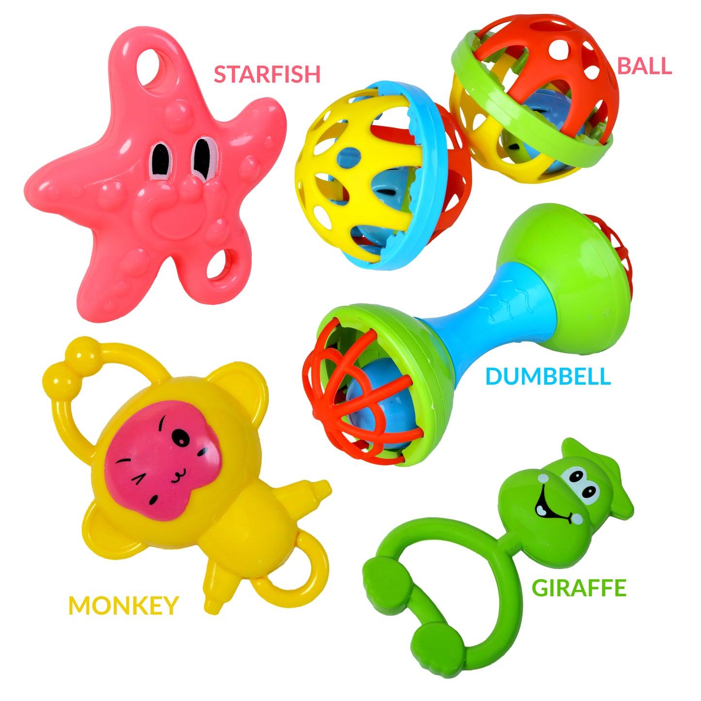 3 Pcs Rattle + Ball + Dumbbell