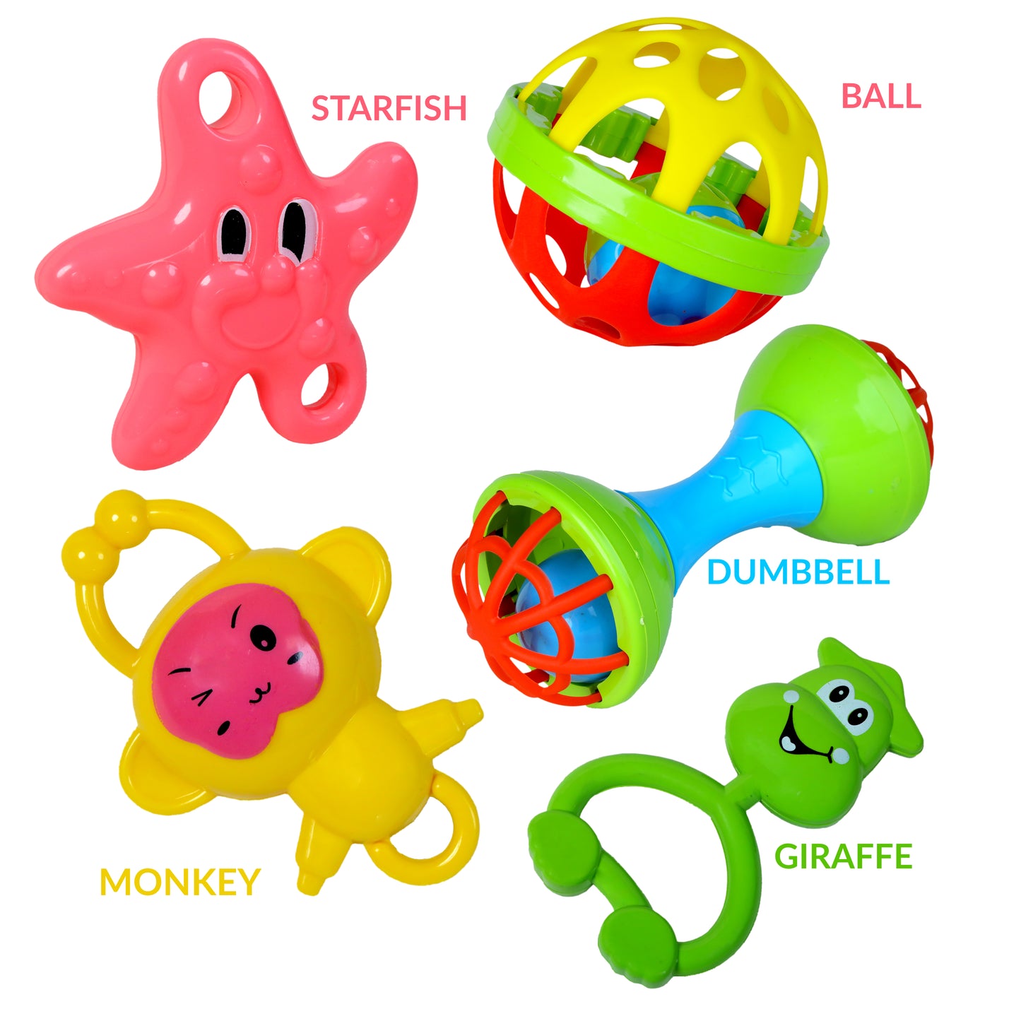 3 Pcs Rattle + Ball + Dumbbell